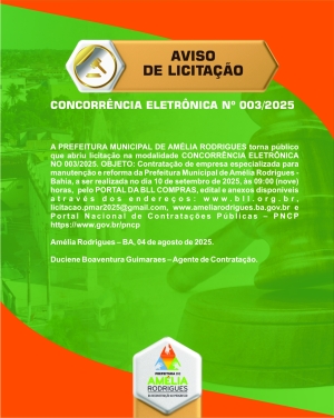 AVISO DE LICITAÇÃO - CONCORRÊNCIA PÚBLICA Nº 003-2025