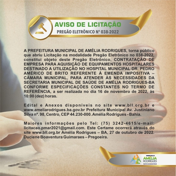 Pregão Eletrônico N°038-2022