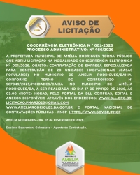 AVISO DE LICITAÇÃO- CONCORRÊNCIA Nº 001-2026