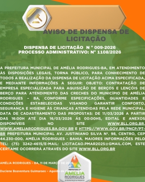 AVISO DE DISPENSA DE LICITAÇÃO Nº 009-2026