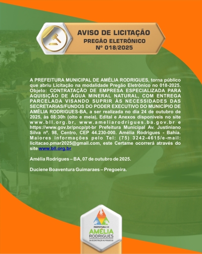 AVISO DE PREGÃO ELETRÔNICO Nº 018-2025