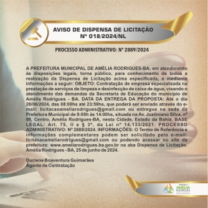 AVISO DE DISPENSA DE LICITAÇÃO Nº 018-2024-NL