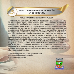 AVISO DE DISPENSA DE LICITAÇÃO Nº 024-2024-NL