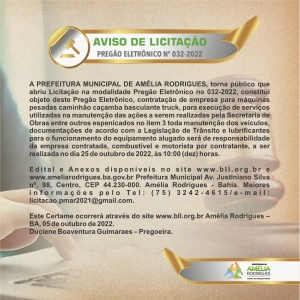 Pregão Eletrônico N° 032- 2022