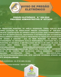 AVISO DE PREGÃO ELETRÔNICO Nº 006-2026