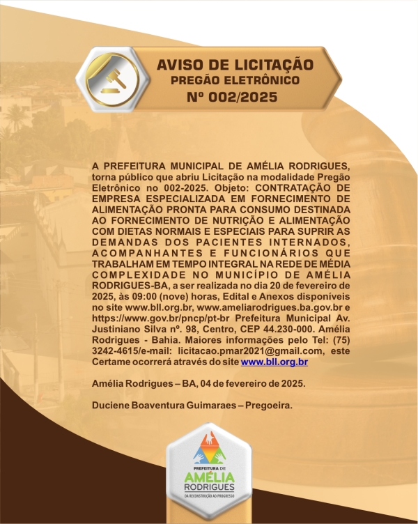 AVISO DE PREGÃO ELETRÔNICO Nº 002-2025