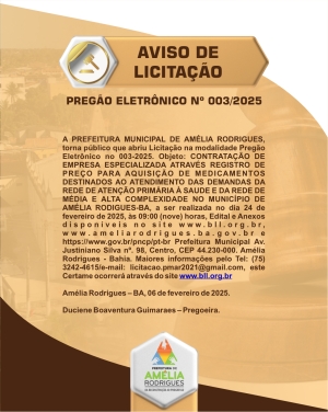 AVISO DE PREGÃO ELETRÔNICO Nº 003-2025