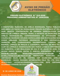 AVISO DE PREGÃO ELETRÔNICO Nº 012-2026