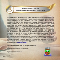 AVISO DE PREGÃO ELETRÔNICO Nº 007-2024