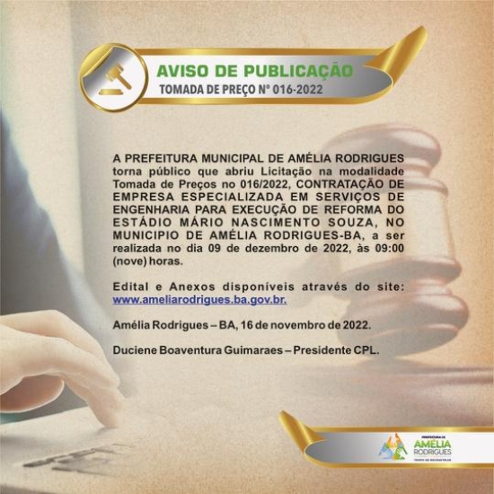 Tomada de Preço N° 016-2022