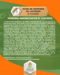 AVISO DE DISPENSA DE LICITAÇÃO Nº 015-2025