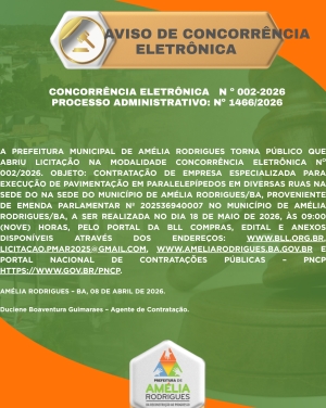 AVISO DA CONCORRÊNCIA ELETRÔNICA Nº 002-2026
