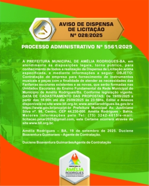 AVISO DE DISPENSA DE LICITAÇÃO N⁰ 028-2025
