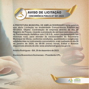 AVISO DE CONCORRÊNCIA PÚBLICA Nº 001-2023