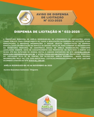 AVISO DE DISPENSA DE LICITAÇÃO Nº 033-2025